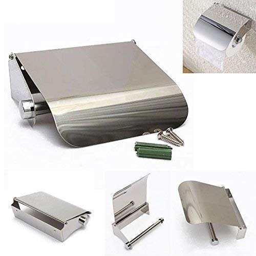 MAWSON 304 AISI Grade Anti Rust Stainless Steel Tissue Paper Holder with Easy Refill Feature (Standard Size, Silver)