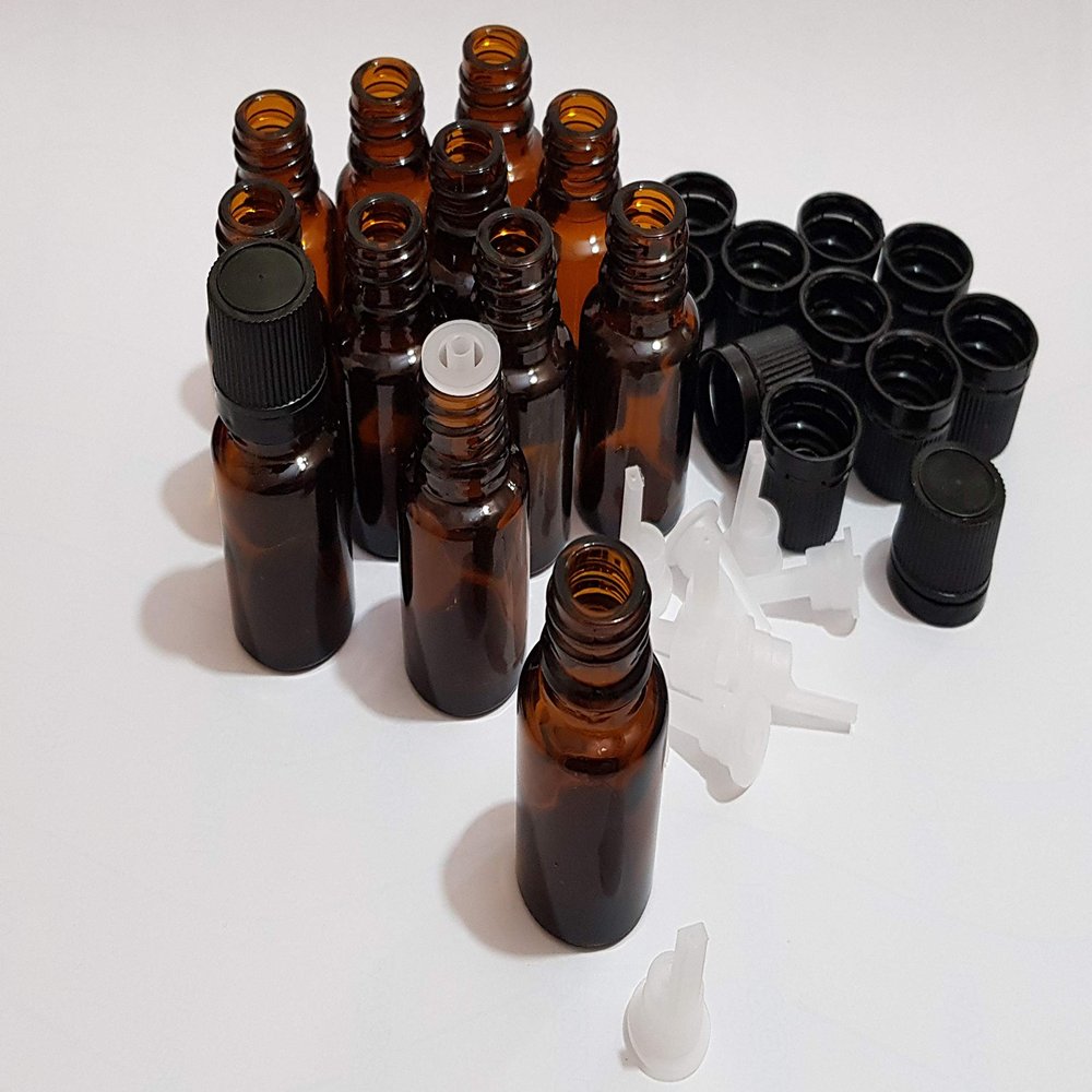 Pure Source India Empty 10 ML Amber Glass Bottle With Leak-Proof Euro Dropper And Cap With Seal,Suitable To Store Essential Oil,Medicine Etc...(Set of 24 Pcs)