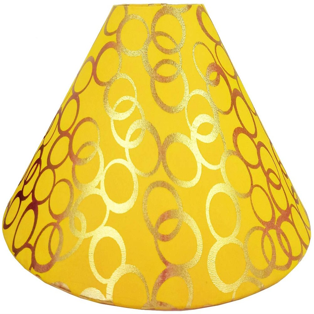 RDC 13" Round Yellow with Golden Polka Dots Designer Lamp Shade