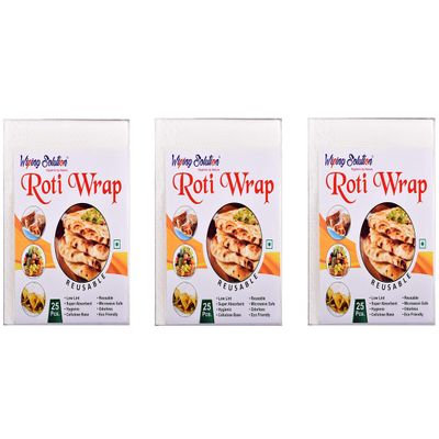 Wiping Solution Roti Wrap (White) Washable & Reusable 25 Wraps per Pack Set of 3 Packs (Total 75 Wraps)