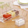 MOHAK Acrylic Seasoning Box Seasoning Storage Clear Spice Rack Organizer Condiment Holder Container Spices,with Plastic Spoons view 2
