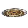 rr handicrafts Rakhi Special Jaipuri Pooja Designer Steel Handicraft thali, Standard , golden meenakari work view 3