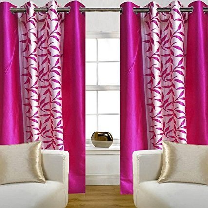 Inira Trendz Polyester Solid Eyelet Long Door Curtain, Pink, Pack of 1, Grommets, Eyelet
