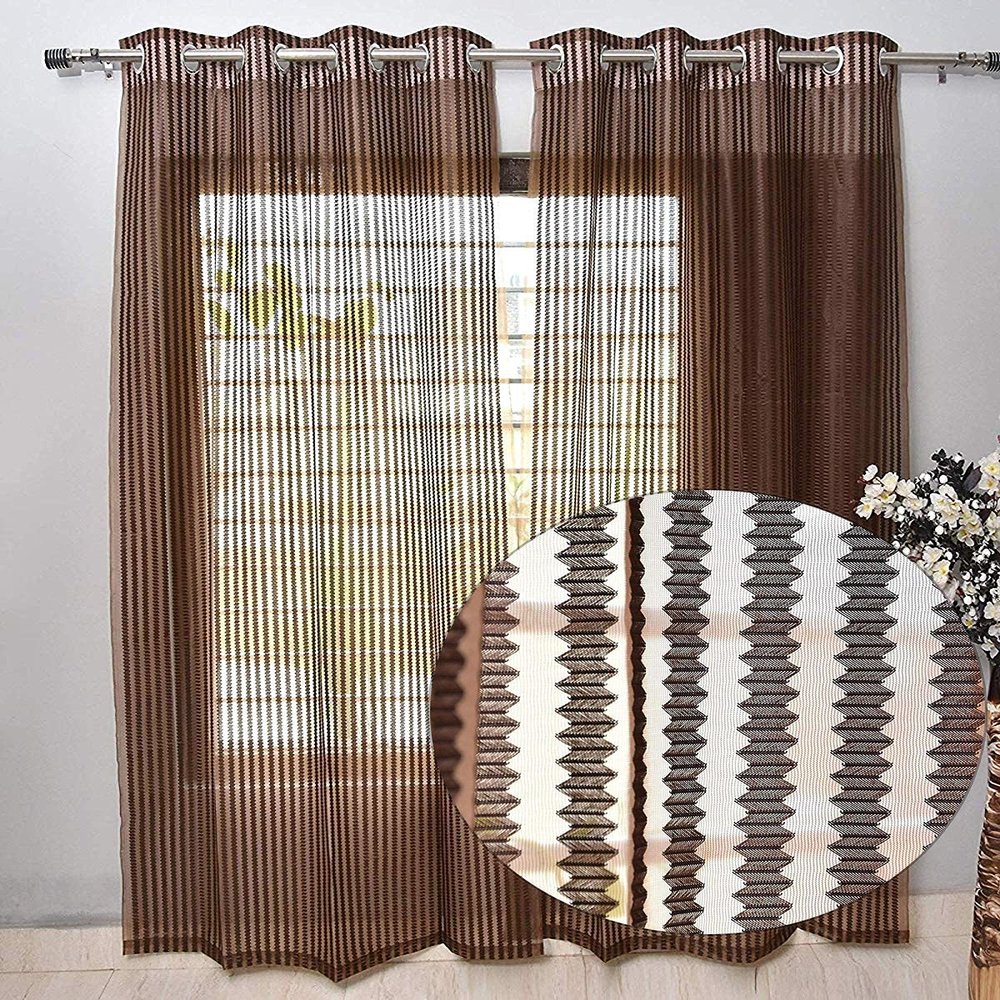 Soulful Creations Polyester Tissue Curtain, 5 Feet, Brown, Pack of 2.