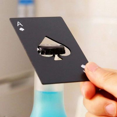 PRO365 Casino Poker Bottle/Bar/Beer/Soda Steel Opener Card Size(Black)