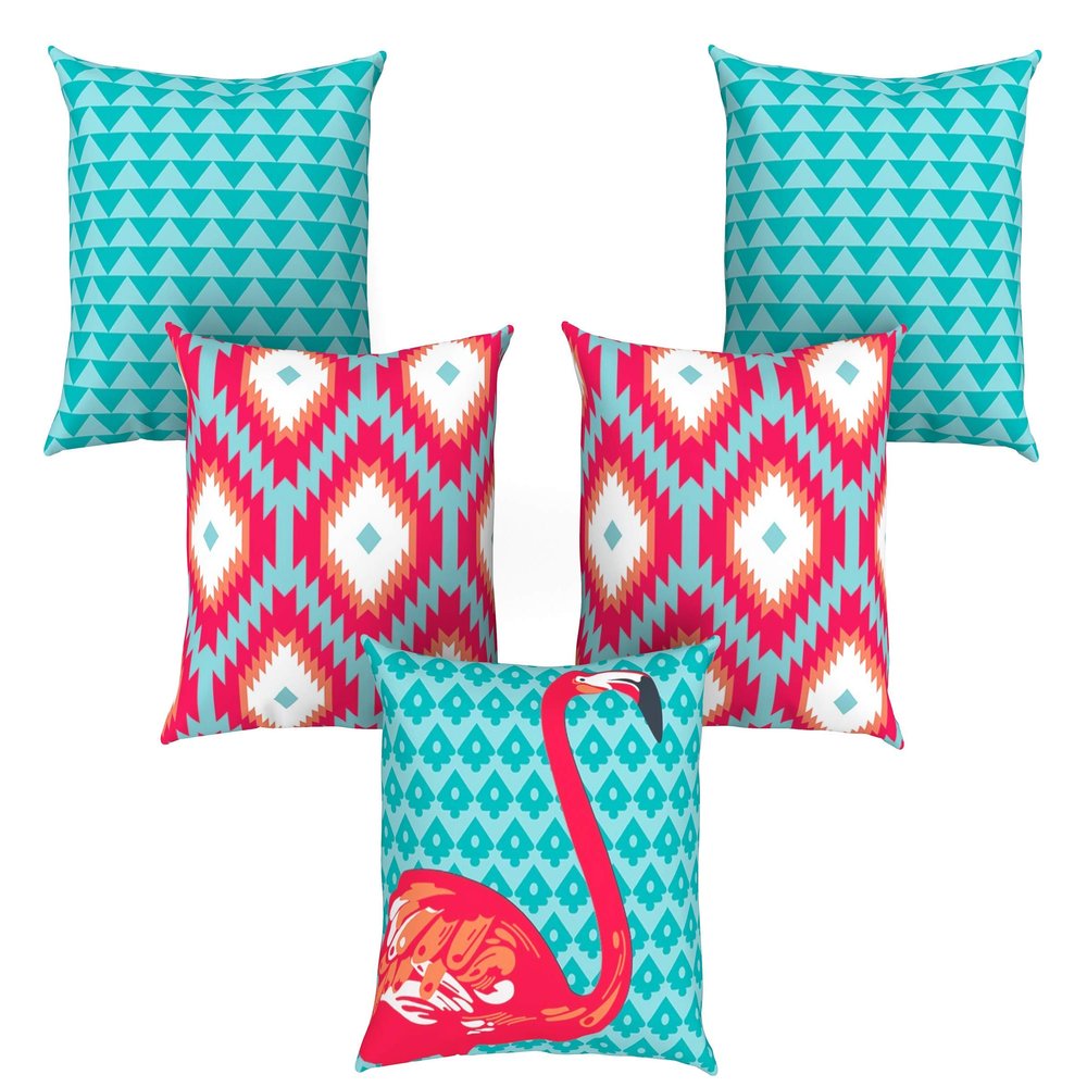 AEROHAVEN Set of 5 Abstract Decorative Hand Made Jute Throw/Pillow Cushion Covers - CC-106 - (16 Inch x 16 Inch)