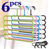 INOVERA (LABEL) Plastic Inovera 5 Layer Pants Clothes Hanger Wardrobe Storage Organiser Rack (Set of 6), 32Lx1Bx33H Cm (Assorted Colour) view 2