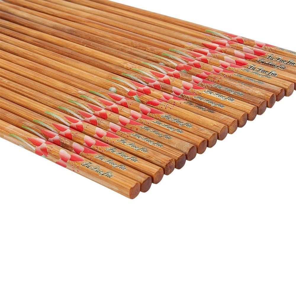 HOME REPUBLIC- 5 Pairs Brown Japanese Natural Wood Chopstick Set Reusable Classic Style Chopsticks 5 Pairs Gift Set
