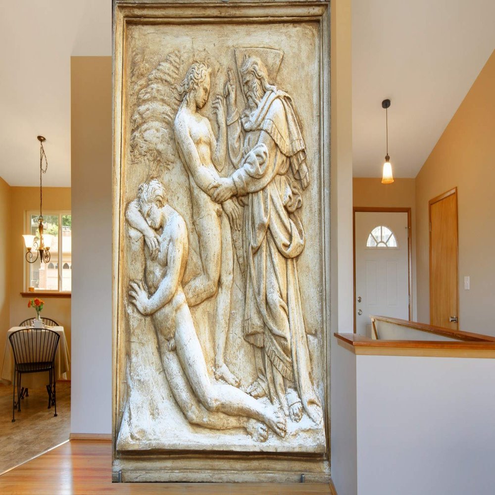 999STORE 3D Print Latest Door Living Room Bed Room Home Hall Wall Stickers Sheet roll Mural Wallpaper White Two Man and Jesus Mural Wallpaper for Wall (Vinyl Self Adhesive 24X36 Inches) NonW230911
