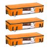 PrettyKrafts Set of 3 Non Woven Underbed Storage Bag with Handles, Clear Window & Zipper Lock | Space Saving/Foldable/Rectangular Quilt, Comforter, Blankets Storage Bag (98x40x19cm, Orange) view 1
