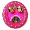 PRAHLL Acrylic Haldi Kumkum Puja Thali Set with Ganesha (Pink) view 1