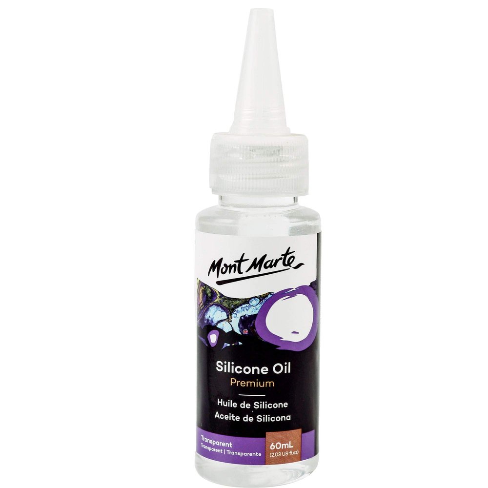 MONT MARTE Premium Silicone Oil Bottle for Pouring Acrylic Paint Cells (60ml, Transparent), Transparent