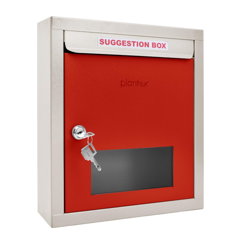 Plantex All in 1 Multipurpose Letter Box/Suggestion Box/Complaint Box/Donation Box with Lock Table Top or Wall Mount (Red & Ivory)