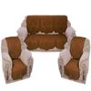 Weavers Villa Cotton Embossed 5 Seater Sofa Cover Set - 10 Pieces,Green view 1