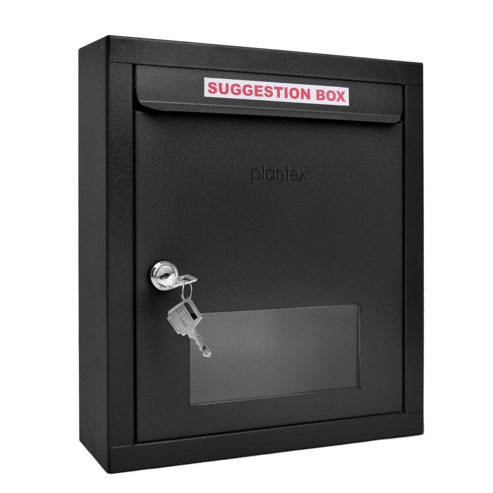 Plantex All in 1 Letter Box/Multipurpose Box- Suggestion Box/Complaint Box/Post Box/Donation Box/Letter Box for Home gate and Office with Keylocks - Table Top, Wall Mounted - GI Steel (Black)