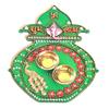 PRAHLL Acrylic Kalash Shape Plate with Kumkum Bowls (Green_7 Inch X 3.5 Inch) view 2