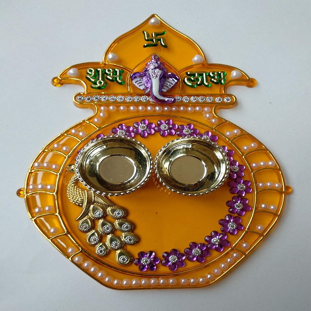 PRAHLL Acrylic Pooja Thali Set (Bowl: 7 x 3.5 inch, Orange)