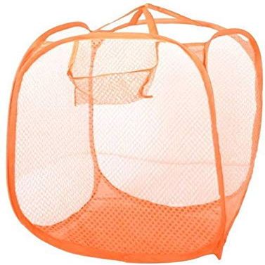 Mopslik Foldable Net Mesh Laundry Basket, Laundry Bag, Storage Bag for Clothes, Toys. with Easy to Carry Handle. for Home, Office, Hostel, Dorms Random Colors (Pack of 2, Big 65 x 35 X 35 cm)