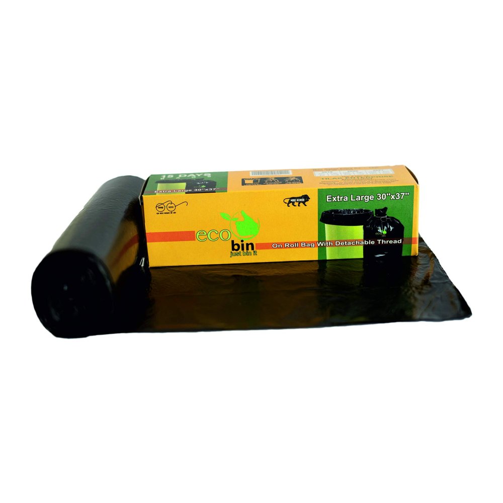 Eco bin Dustbin Bags Biodegradable For Kitchen, Office, Jumbo Size (Black, 76" X 94", 03 Roll = 45 Bag)(Garbage Bags/Trash bags)