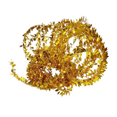 PRANSUNITA Artificial Mettalic Foliage Leaves roll- Used for Tiara, Home Decor Wedding Decoration,DIY Wreath Wall Crafts  Running 7.5 MTS  Color Golden