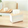 Lwvax Rectangular PU Leather Tissue Box Holder | Paper Napkin Holder Case | Tissue Holder Dispenser Organizer for Car Decor Home Office Room Hotel-24x13.5x9.5 Cm - Black view 3