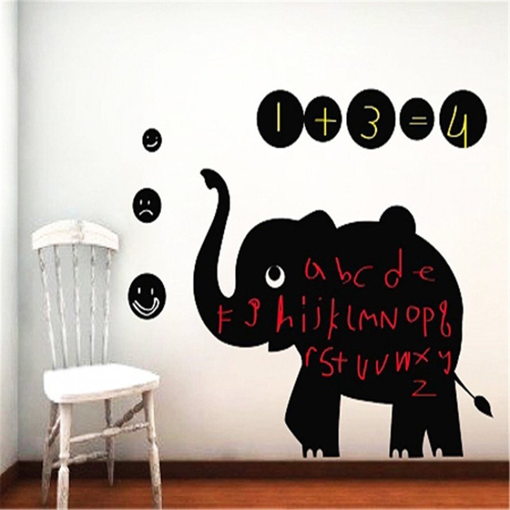 Chalkboard Sticker -Sticker Hub Elephant Removable Blackboard Dust Free Wall Sticker - PVC Vinyl 41Cm X 51Cm DKCS004