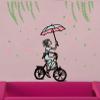 Sticker Hub Cycling Girl with Umbrella Wall Stickers BS282F view 2