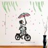 Sticker Hub Cycling Girl with Umbrella Wall Stickers BS282F view 3