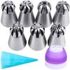 Zollyss 7 Pc Sphere Ball Flowers Russian Nozzles Tips with Icing Piping Bag Pastry Cake Fondant Cupcake Buttercream DIY Baking Decorating Tool Set (Set of 9) - Stainless Steel & Plastic view 1