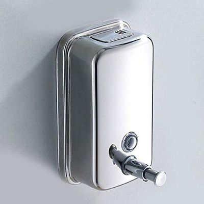 TOTO DEALS Wall Mounted Stainless Steel Liquid Soap and Shampoo Dispenser with Push Button, 500 ml (Standard Size, Chrome)