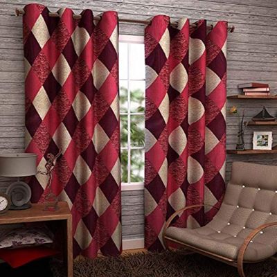 Srk Trendz Polyresin Grommet Curtains, (9 Feet, Maroon).