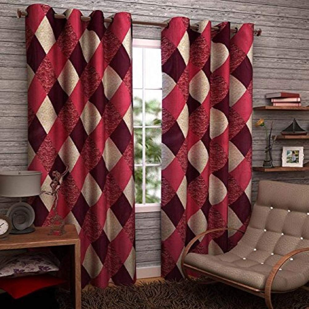 Srk Trendz Polyresin Grommet Curtains, (9 Feet, Maroon).
