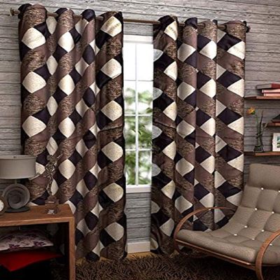 Srk Trendz Polyresin Grommet Curtains (9 Feet, Brown)