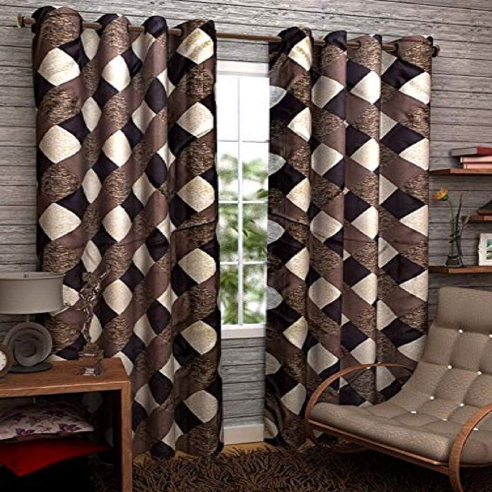 Srk Trendz Polyresin Grommet Curtains (9 Feet, Brown)