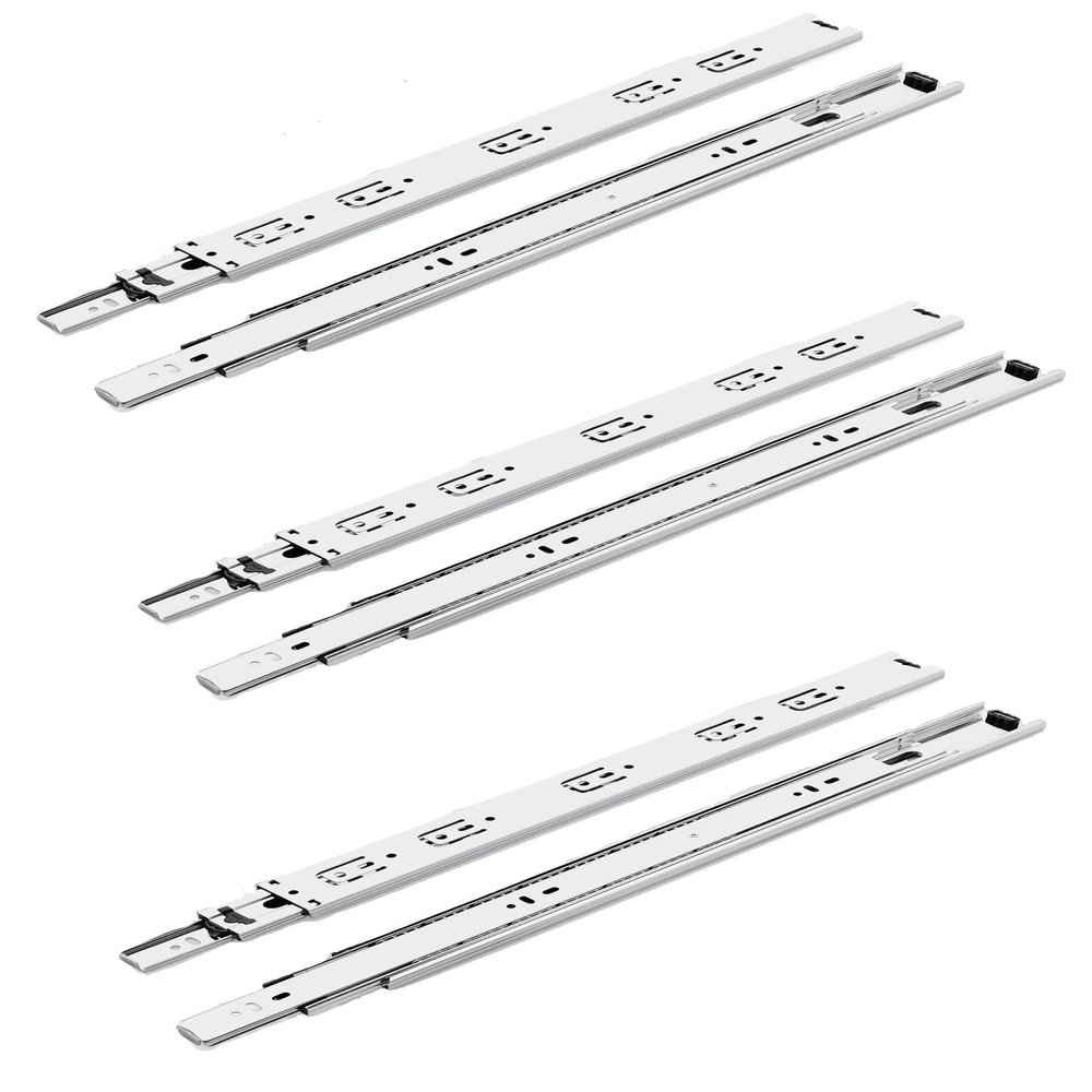 Met Craft Cold Rolled Steel Telescopic Drawer Channel/Runner (Gold) 12 Inch (300 mm) with 2 Ball Bearing Weight Capacity Upto 45 Kg Pack of 3 Pair (Silver)