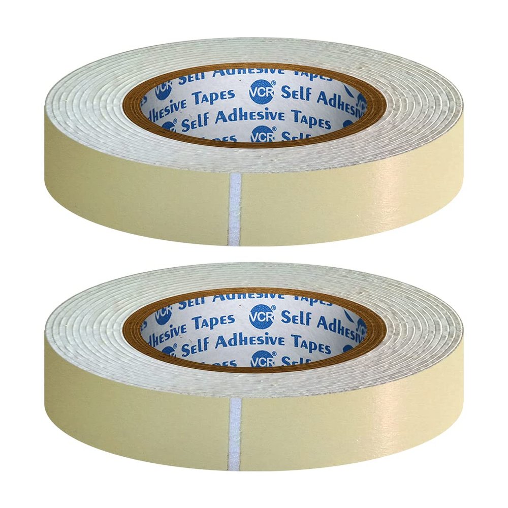 VCR Double Side White Foam Tape - 2.5 Meters in Length - 18mm / 0.75" Width - 2 Rolls Per Pack - Multipurpose usage, Best for Mounting, Strong Adhesion for Walls, Crafts work and fixing Furnitures
