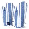 Encasa XO Oven Gloves for Microwave (2 pc Set) - Heat Proof, Thick & Safe | Longer 18x30 cm Mittens for Protection in Kitchen Cooking & Baking - Franca Blue Stripes view 1