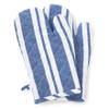 Encasa XO Oven Gloves for Microwave (2 pc Set) - Heat Proof, Thick & Safe | Longer 18x30 cm Mittens for Protection in Kitchen Cooking & Baking - Franca Blue Stripes view 2