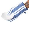 Encasa XO Oven Gloves for Microwave (2 pc Set) - Heat Proof, Thick & Safe | Longer 18x30 cm Mittens for Protection in Kitchen Cooking & Baking - Franca Blue Stripes view 4
