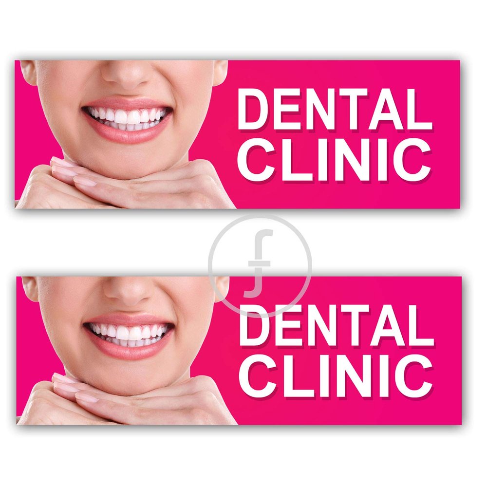 fingerz Pack of 4 Dental Clinic Tooth Teeth Care Dentist Printed Posters Mural Stomatology Sign Sticker for Clinic Wall Glass Cabin Doors Office Medical Collage Doctor Home Decorations Hospital Removable (12 x 4 inch) (Pink)