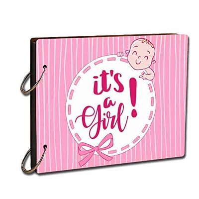 Paper Plane Design Scrapbook Photo Album - Its A Girl Photo Book, Memorable Unique Gift for Mom Kids Babies Craft Picture Scrapbook Diary Album, Size- 12 x 8.5 Inch