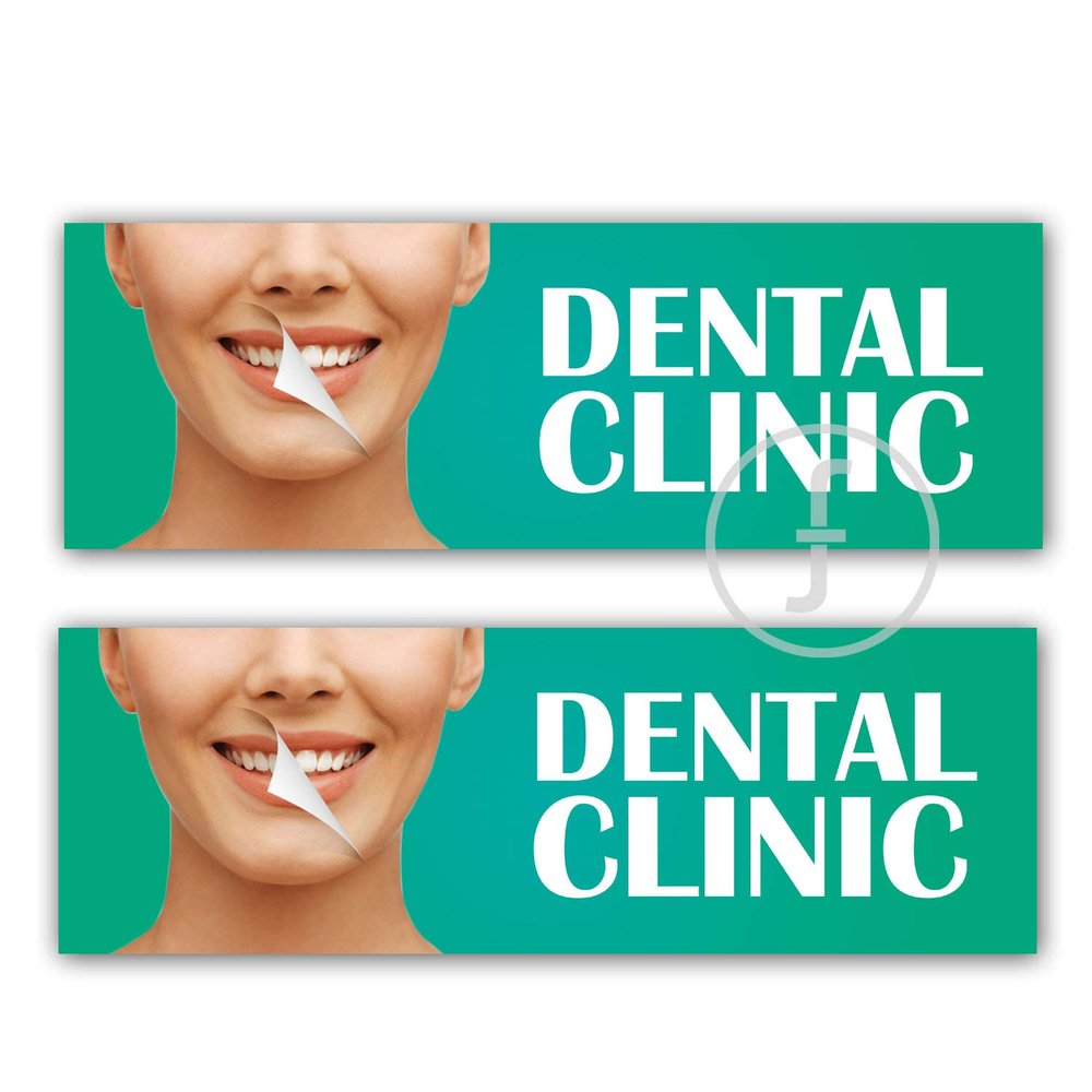 fingerz Pack of 4 Dental Clinic Tooth Teeth Care Dentist Printed Posters Mural Stomatology Sign Sticker for Clinic Wall Glass Cabin Doors Office Medical Collage Doctor Home Decorations Hospital Removable (12 x 4 inch) (Green)