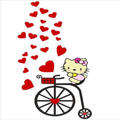 Sticker Hub Loving Kitty Decorative Fridge/Refrigerator Sticker (Vinyl, Multicolour) BS795