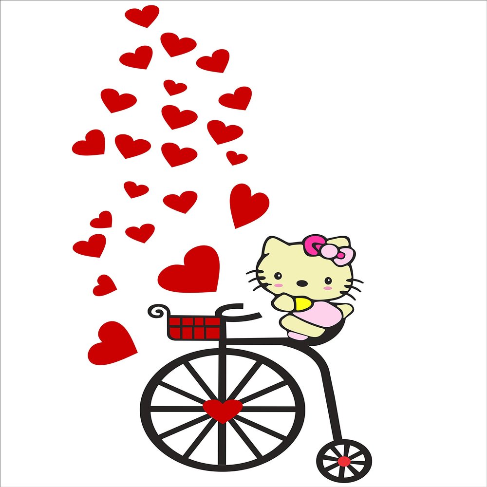 Sticker Hub Loving Kitty Decorative Fridge/Refrigerator Sticker (Vinyl, Multicolour) BS795