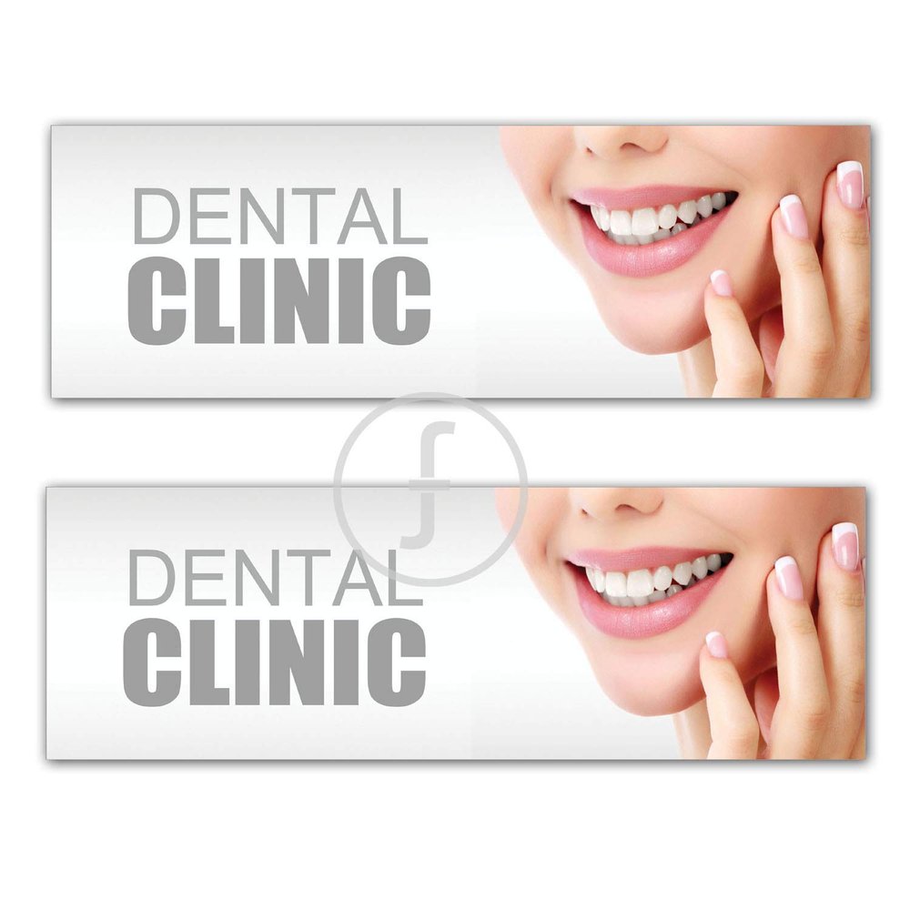 fingerz Pack of 4 Dental Clinic Tooth Teeth Care Dentist Printed Posters Mural Stomatology Sign Sticker for Clinic Wall Glass Cabin Doors Office Medical Collage Doctor Home Decorations Hospital Removable (12 x 4 inch)