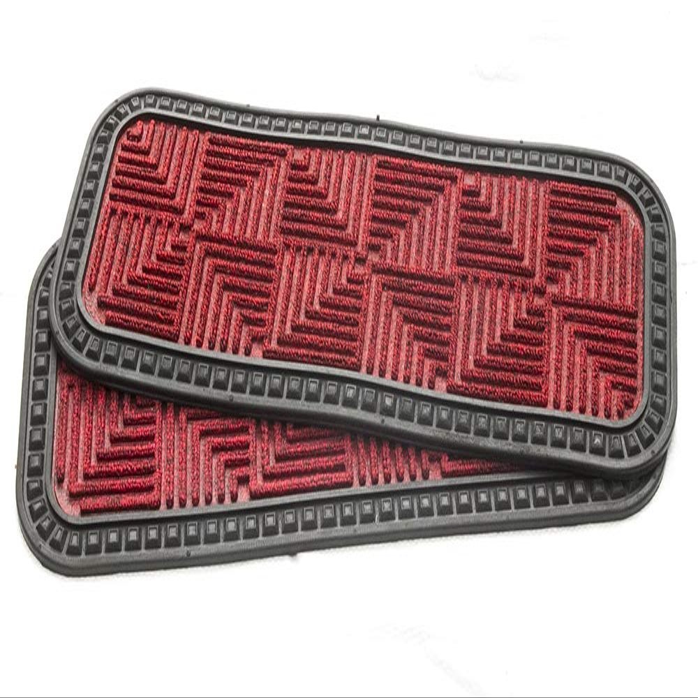 Onlymat Step & Stair Rectangular Door Mat (Red & Black) Anti-Skid, Polypropylene Entryway Rug With Rubber Backing For Indoor, Outdoor, Kitchen, Bathroom, Patio - 60 X 25Cm (Pack Of 2)