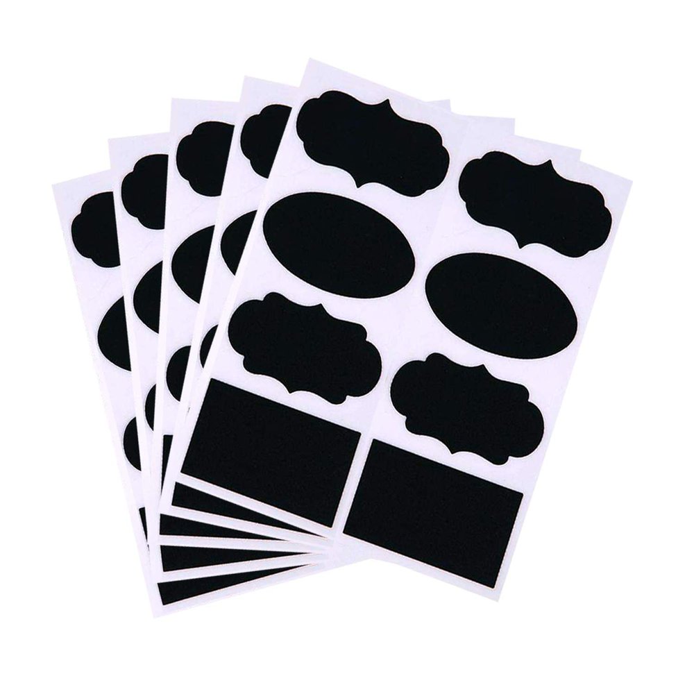 PINDIA 80 Pieces Fancy Chalk Board Black Board Style Jar Stickers Organizer Labels Kitchen Bottle Decals (7 x 4 cm)