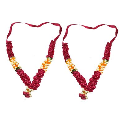 Salvus APP SOLUTIONS Artificial Flower Mala Garland (6 Inch) for God Idol & Photo Frame | Multicolor Floral Pooja Haar for Mandir, Temple Decoration, Religious Rituals & Festivals (Set of 2)