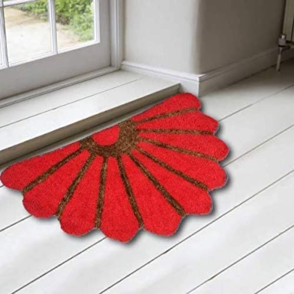 RM Handloom Floral Modern Shaggy Rug (Red, Polyester and Polyester Blend, 16 X 36)