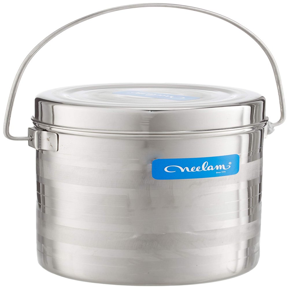 Neelam Stainless Steel 14, 22 Gauge Diamond Milk Pot, 3100 ml, Stainless Steel Storage Can Useable As Steel Dabba, Milk, ghee, Oil Storage, Etc. Heavy Jointless Body, Induction Compatible, Silver